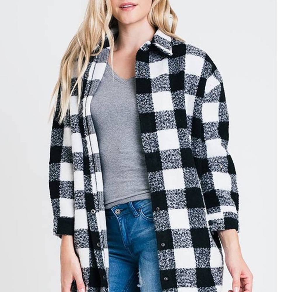 Renee C Beautiful Plaid Wool Coat